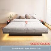 极简榻榻米床带灯带悬浮床主卧高箱储物无床头现代简约小户型