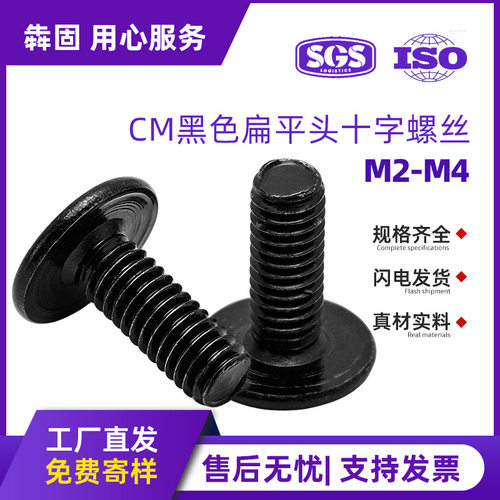 CM大平头螺丝黑色薄头螺钉大头电脑螺丝十字扁平头螺丝M1.4M2M3M4
