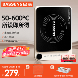 巴森双环电陶炉新款家用围炉煮茶炉小型大功率光波电磁炉火锅炖锅
