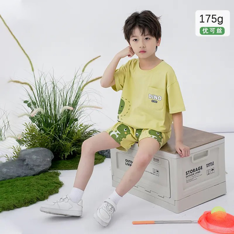 【肖恩专享】儿童夏季睡衣裸感男童短袖卡通中大童家居服套装薄款