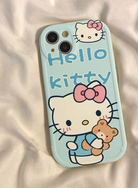 KT猫适用苹果15小清新iPhone14pro卡通13promax可爱12mini防摔11全包8p新款7plus手机壳6s保护se2软xs男xr女x
