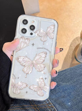 翩翩蝴蝶适用华为p70手机壳mate50卡通nuva11唯美畅玩30男女6防摔10全包9x保护荣耀100个性90新款x50i简约v40