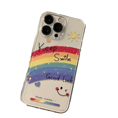 彩虹笑脸适用华为p70手机壳mate60卡通nuva12可爱6T畅玩40男女8防摔10全包70保护荣耀80个性90新款x50i高级30