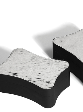 现代简约轻奢马毛皮质首饰收纳盒A软装饰品样板房间卧室衣帽间摆