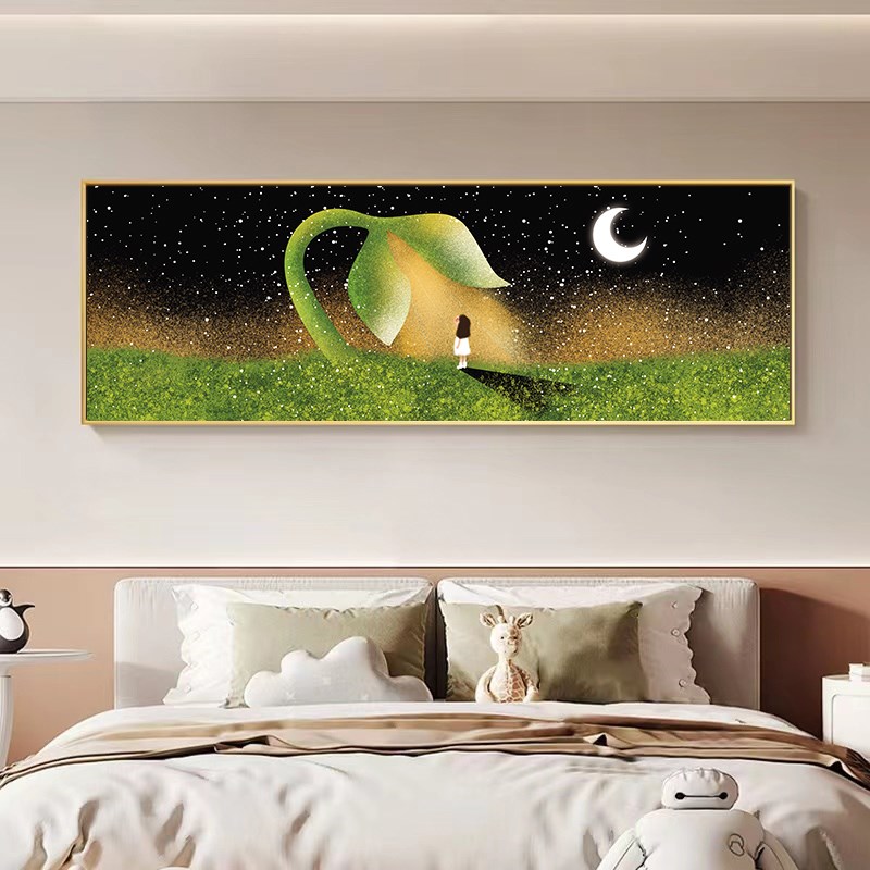 北欧风格ins卧室装饰画可爱卡A通动物现代简约墙画儿童房床头挂画图片