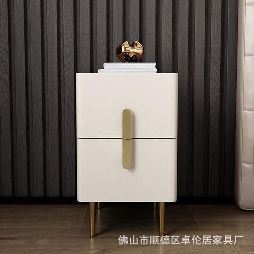 超窄简约实木床头柜现代卧室岩板床边柜小L型收纳柜轻奢边几储物