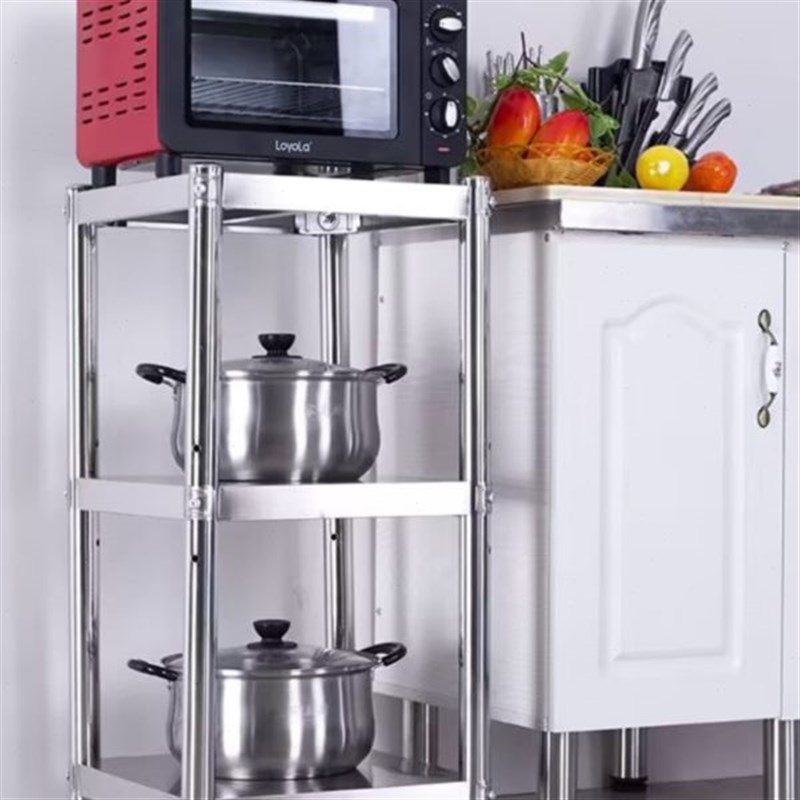 不锈钢厨房置物架夹缝正方形w落地储物架多层货架客厅储藏室收纳