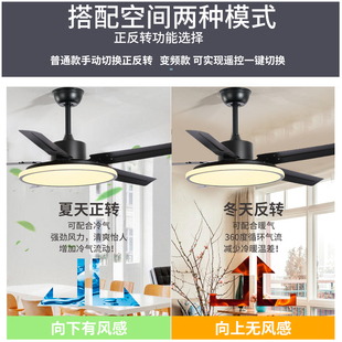 吊扇灯大风力铁叶吊扇灯餐厅北欧客厅低楼层风扇灯超W薄吊扇电风