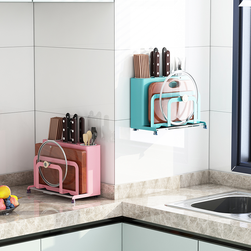 不锈钢刀架壁挂式厨o房置物架用品筷架菜板架筷子筒组合一体收纳