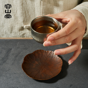 容山堂紫铜做旧茶杯垫茶s道茶碟杯托圆形隔热垫功夫茶具茶席零配