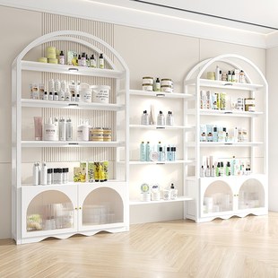 化妆品展示e柜产品美容院美甲陈列柜子玻璃门护肤品置物架多层货
