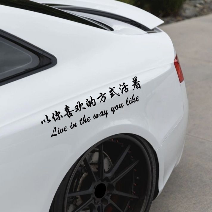 网红个性文字车贴车尾后窗车身标语以你喜欢的方式活着汽车装饰贴