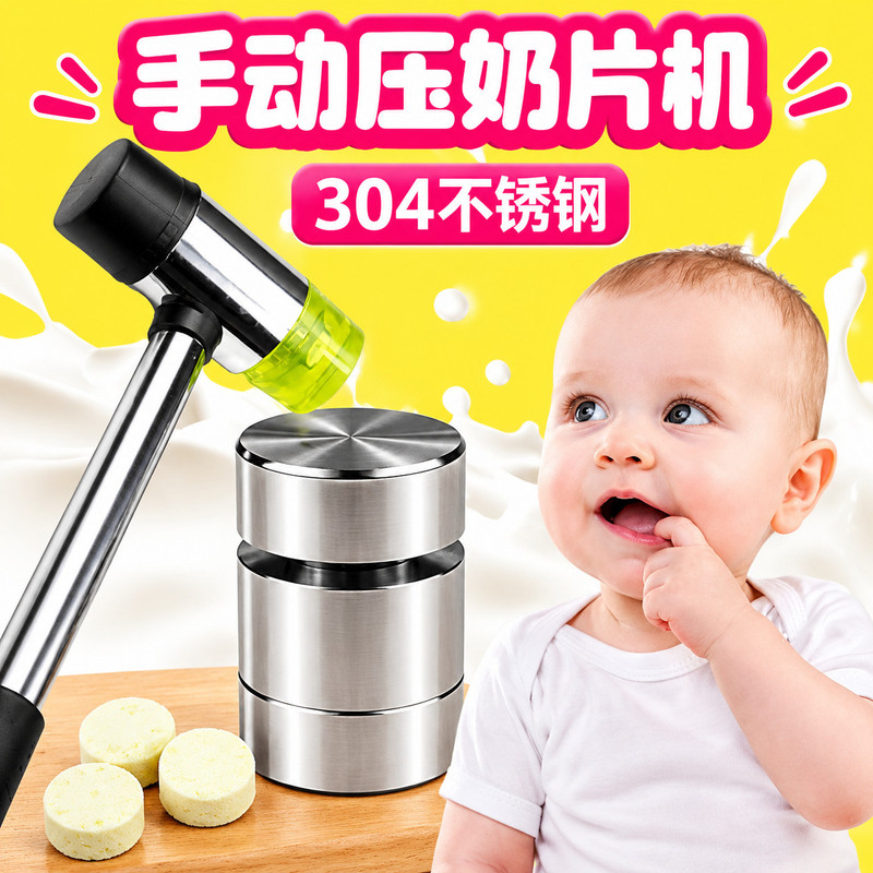 给宝宝做奶片手动奶片机卡通模具小型奶粉压片自制奶片工具图片