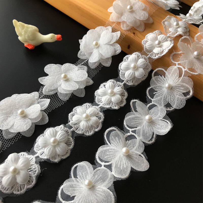 立体钉珠刺绣蕾丝花边百搭手工玫瑰花朵diy包包服装裙摆窗帘布艺