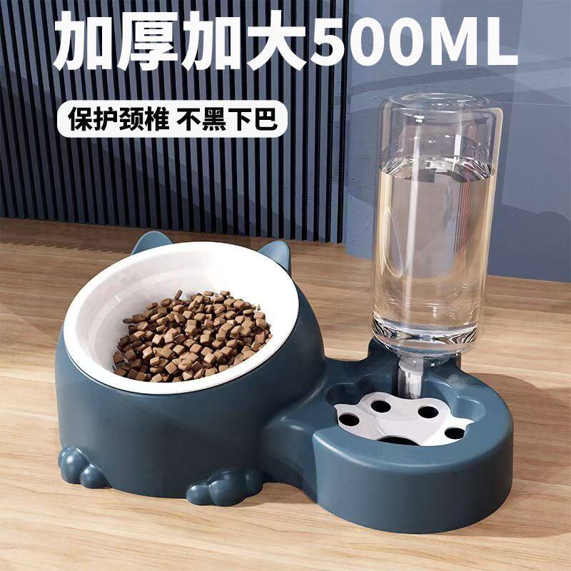 不锈钢陶瓷宠物双碗猫碗狗碗自动饮水盆猫粮狗粮喂食猫狗盆