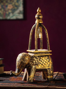 泰式餐厅办公室实木大象摆件结婚礼物G工艺品客厅玄关酒柜乔迁装