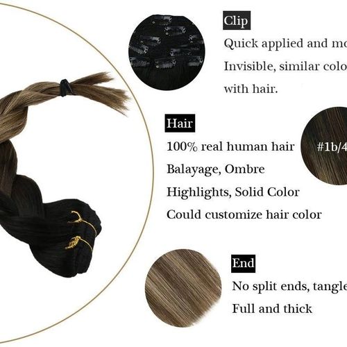Double Weft Clip in Hair Extensions  KReal Human Hair 7pc