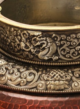 藏式红铜酥油茶壶尼泊尔手工净水壶铜H茶壶水壶酒壶敬水壶西藏摆