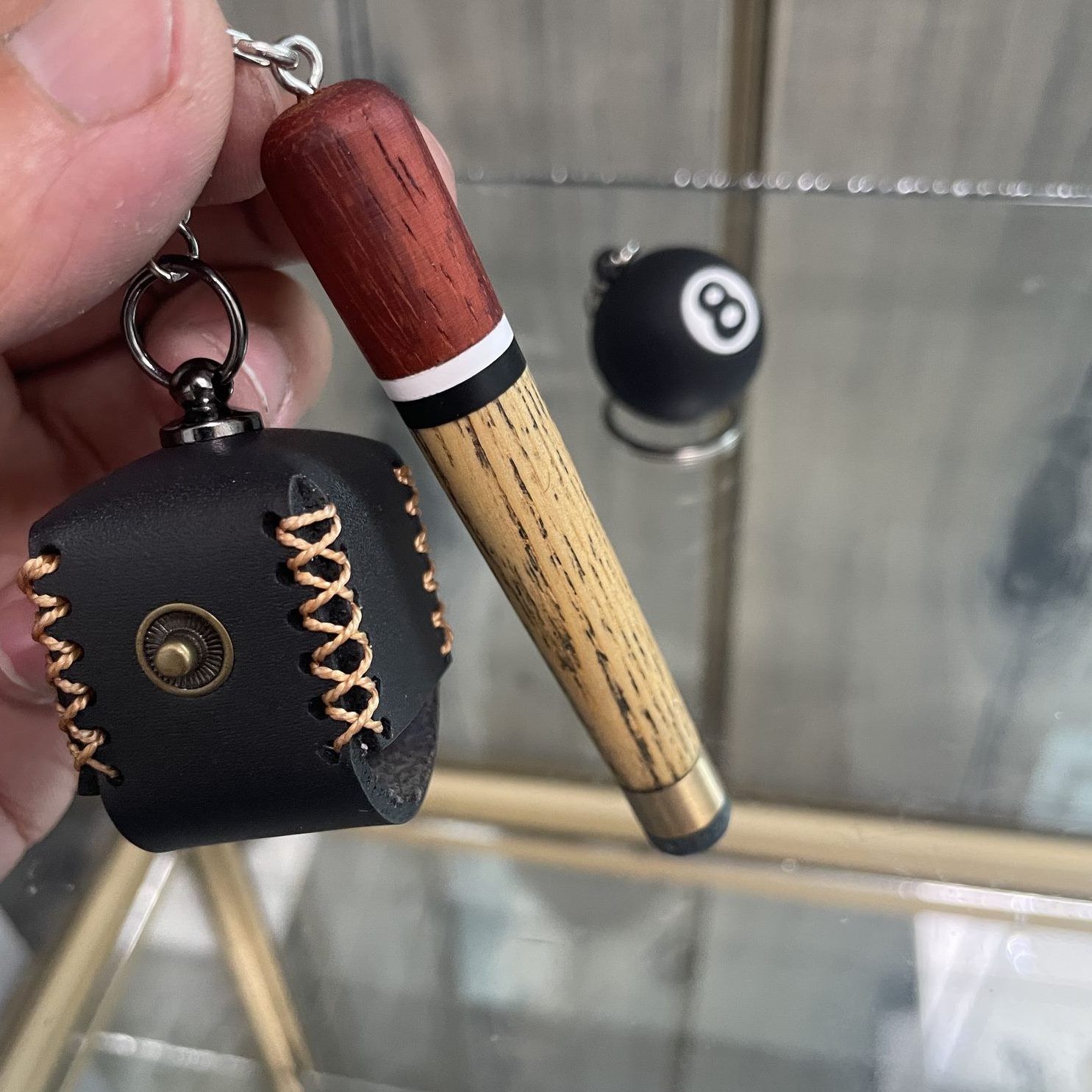 比例上皮迷你球杆制作可 纯手工头粉台球杆 真台球杆复刻新款