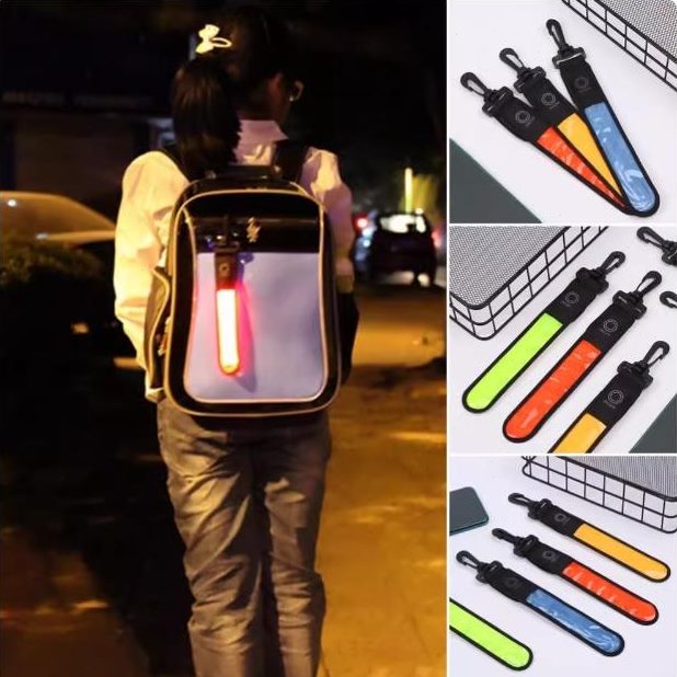 户外反光装饰品书包在挂学生书包夜间反光上夜跑挂件扣反光的挂件