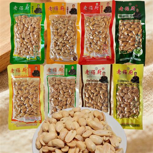 老倔厨花生米休闲零食花生仁脱壳下酒菜脱油工艺108g袋装原味五香