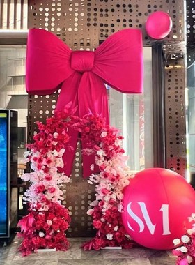 巨型蝴蝶结装饰粉色婚礼生日派对C布置商场店铺氛围感打卡拍照道