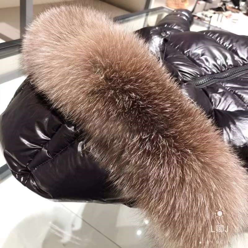 银兰狐毛领定i制蒙口羽绒服真毛领单卖芬兰银霜狐大毛领定做