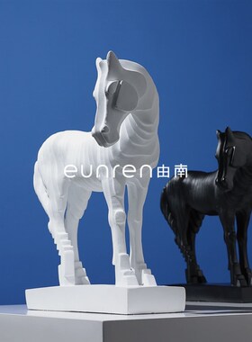 简约现代创意抽象骏马雕塑摆件动物软装饰L品酒店样板房电视柜摆