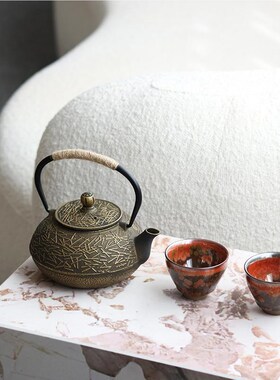 家居软装新中式茶室Z98860摆茶壶装饰柜件茶Q板房博架古艺术铁壶