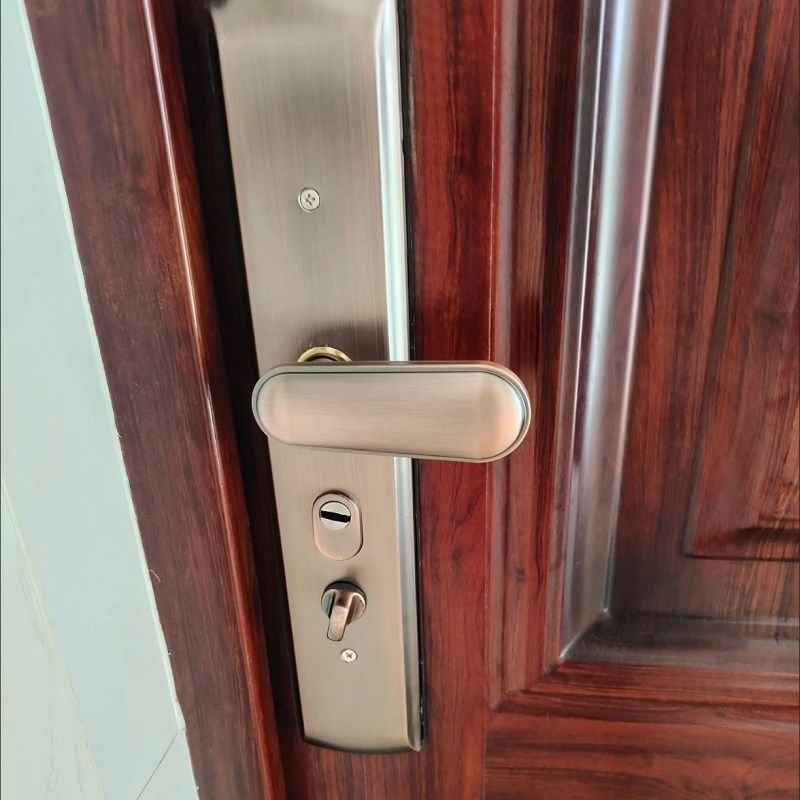 防撬红古铜不锈钢面板拉手多功能豪华防盗门锁拉手锁Y门把手通用,基础建材,机械门锁,淘宝优惠券,粉丝福利购,淘宝优惠卷