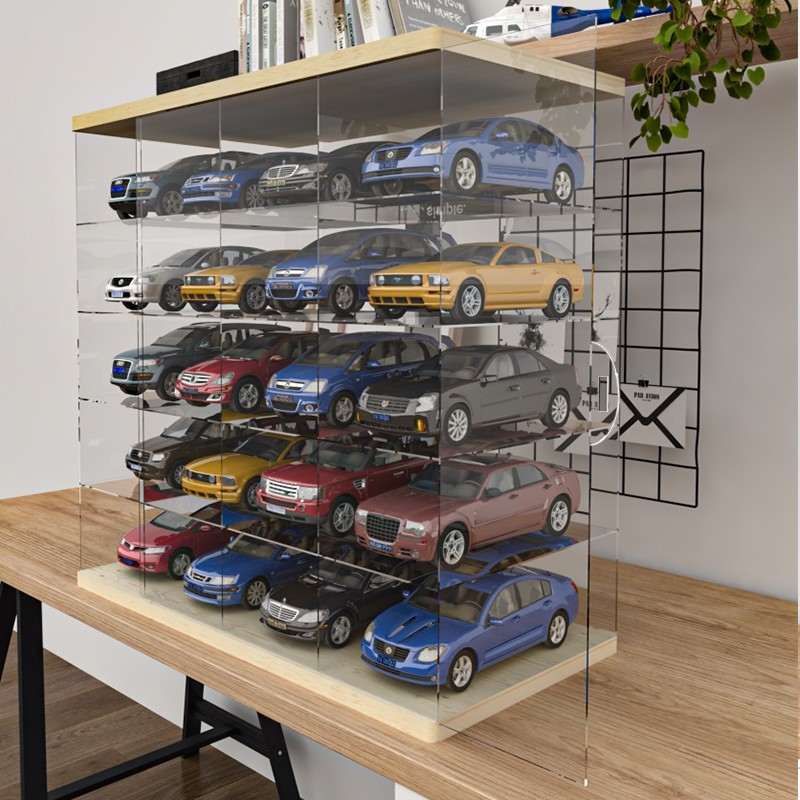 高透明亚克力防尘罩展示柜t1:32汽车模型L玩具车收纳盒展示盒架子