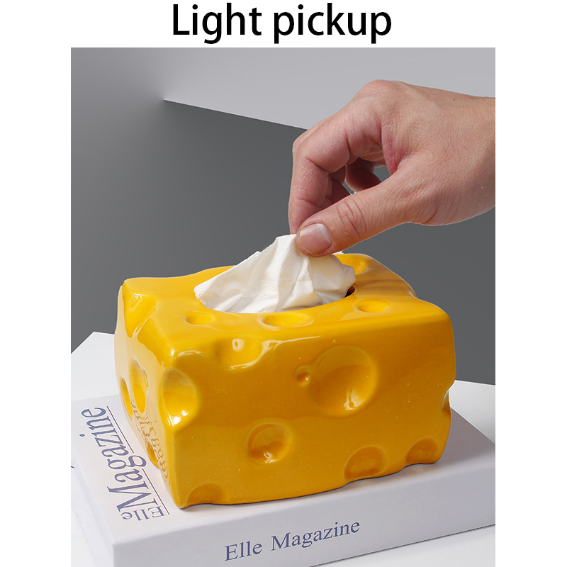 奶酪网红纸巾盒创意高档奶油陶瓷纸盒家用餐巾纸客厅茶几轻奢摆件