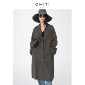 OMITI省略 进口精梳棉26早春新品 miu系 小翻驳领grid风衣外套