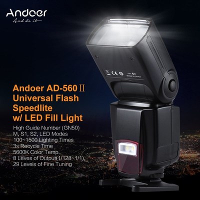 Andoer AeD 560 II Camera Flash Speedlite With Adjustable LED