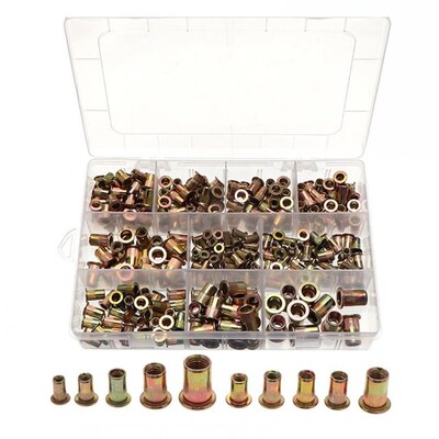 300pcs Carbon Steel Color Zinc PlEated Pull Rivet Screw Nut