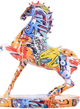 现代创意轻奢彩色骏马p桌面摆件马到成功客厅办公室书房装饰品礼