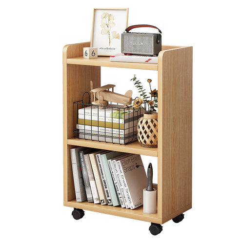 极速书桌旁小书架床头小推车飘窗上的书柜可移动T落地窄带轮小型