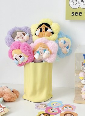 哭娃花束花瓶crybaby花朵蓝色条纹双耳陶M瓷P创意可爱家居装饰摆