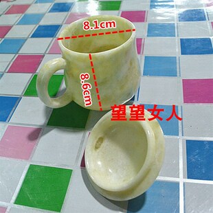 热销天然玉d石水杯岫玉茶杯带盖保温玉杯老板杯子泡茶功夫茶杯