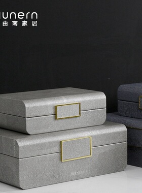 新中式样板房装饰盒衣帽间首饰盒小木块收纳储物盒子W软装酒柜摆