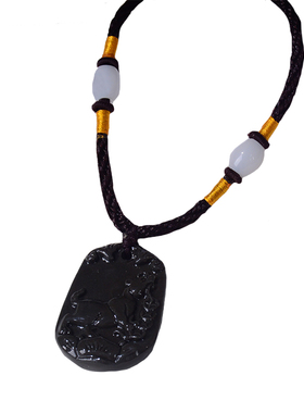 陶瓷十二生肖牛虎龙n蛇吊坠马羊鸡狗猪黄色项链本命年属相猪猴鼠