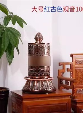 德田福慧宝藏族转经简电动转w金轮锌合金彩绘藏式转筒家用摆件转