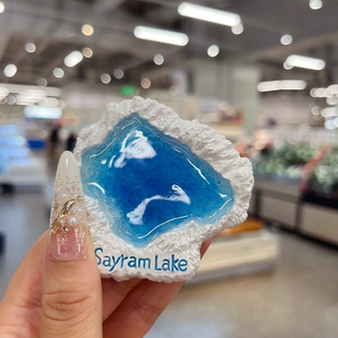 新款赛里木湖赛湖蓝树脂冰箱贴旅游景点纪念送闺蜜伴手礼珍藏