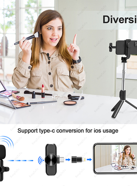 Wirlss Lavalir Microphon Portabl Mini Mic Nois Rducti跨境国
