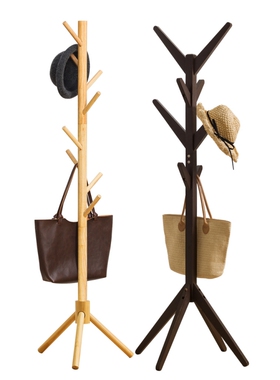 Wooden Coat Rack StandHooks Sturdy for Clothes Bags Hats跨境
