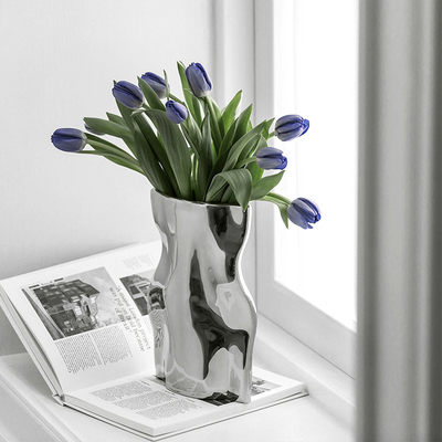 KisKin欧式轻奢不锈钢花瓶摆件客厅插花现代简约ins风装饰品花器