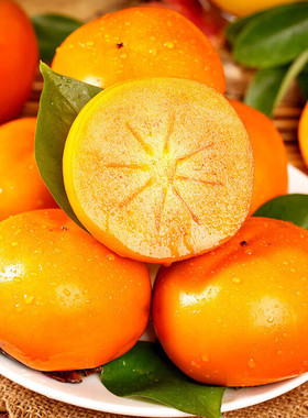 脆柿子新鲜水果当季整箱5斤现摘大甜巧克力柿火晶黄硬柿子包邮10