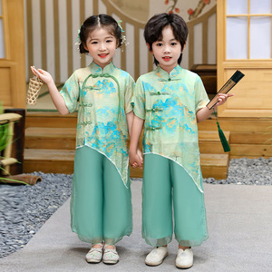 幼儿园六一表演服儿童国风汉服套装小学生唐装国学古诗合唱朗诵服