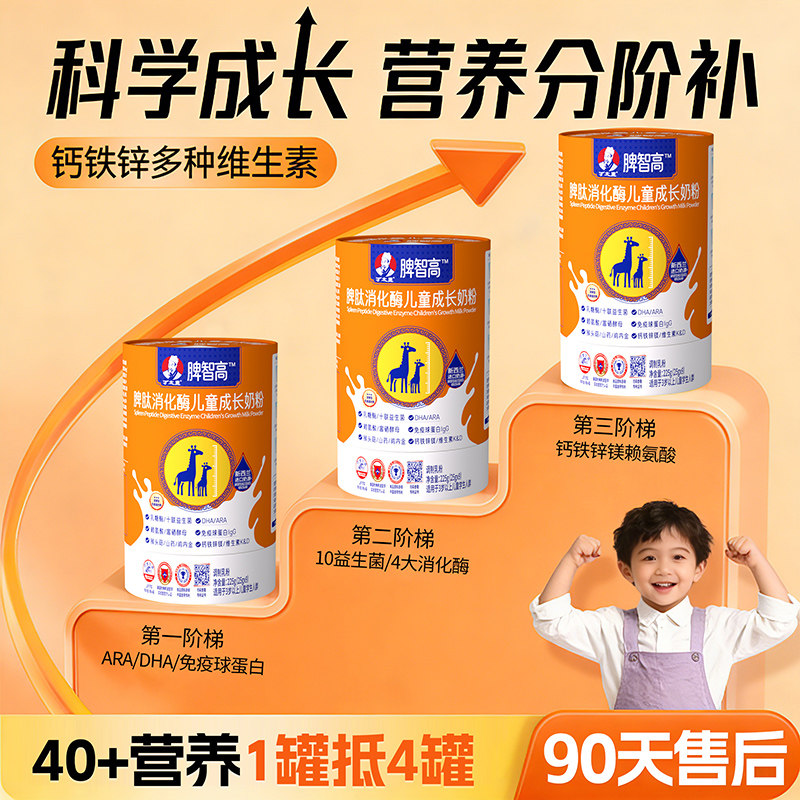 万太医脾智高全面营养儿童青少年学生助力成长高个子钙锌益脑奶粉