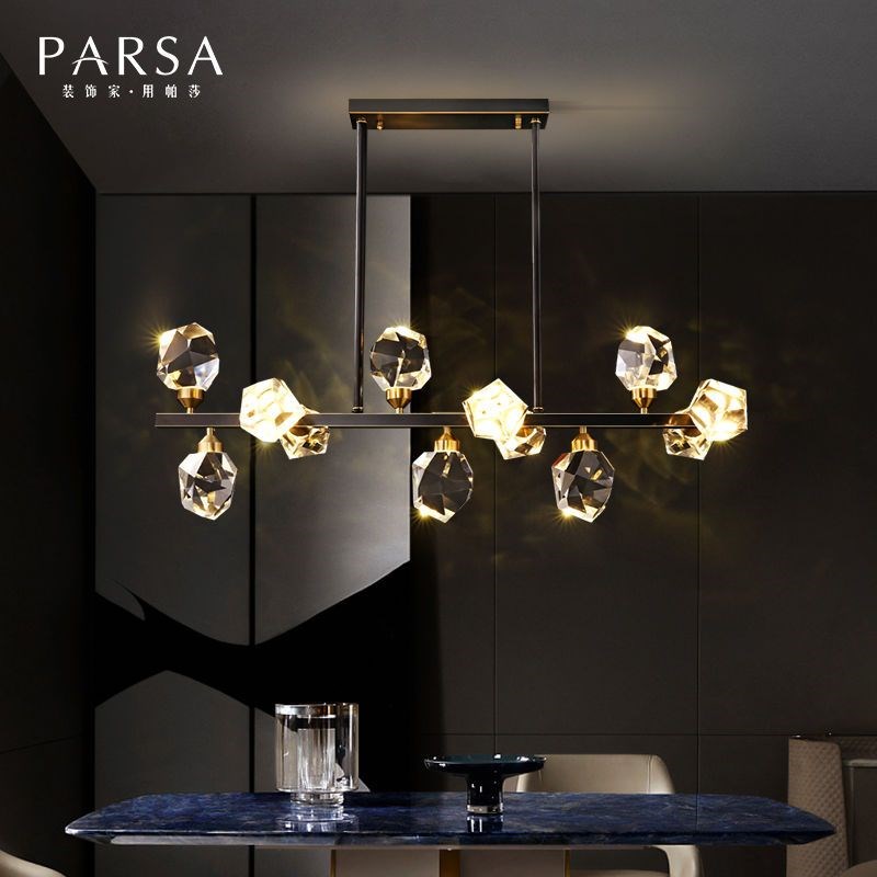 帕莎轻奢餐厅吊灯全铜水晶餐桌吧台简D约现代长条饭厅灯2022年新